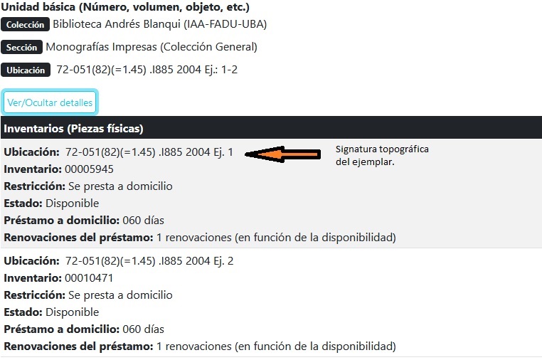 Volúmenes con signatura topográfica